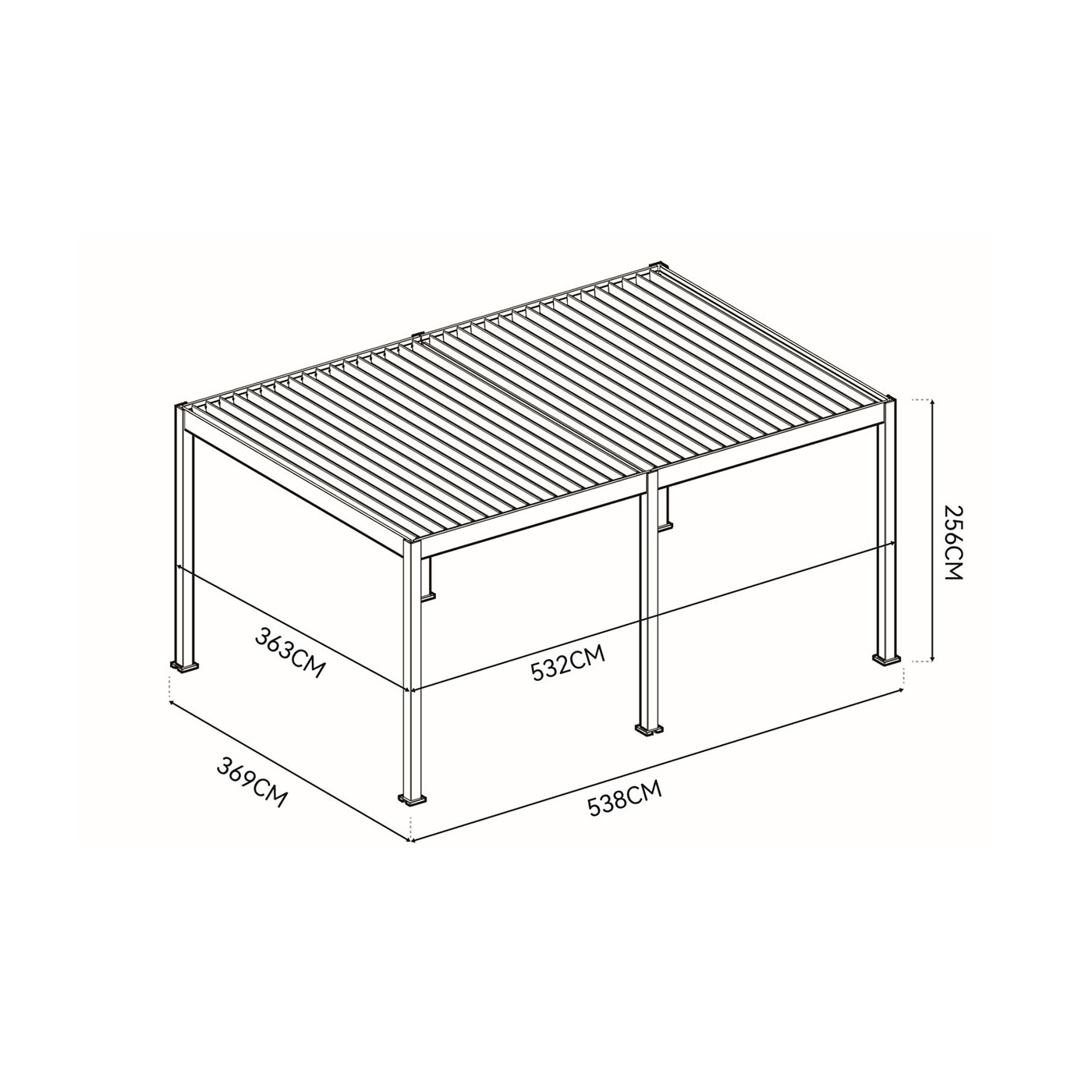 bok antracytowej pergoli na taras deluxe automatic + led